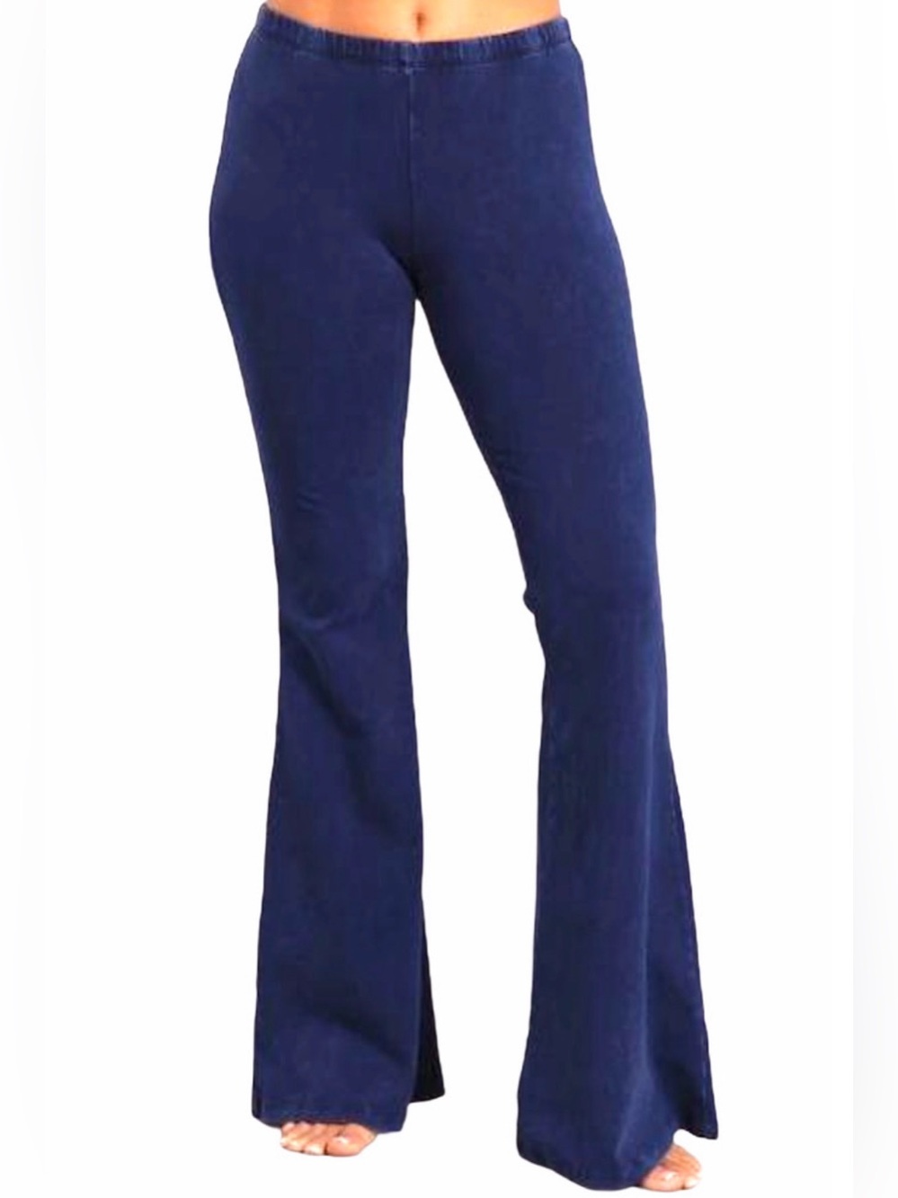 Chatoyant Denim Blue Stretchy Flare Yoga Pants Size M